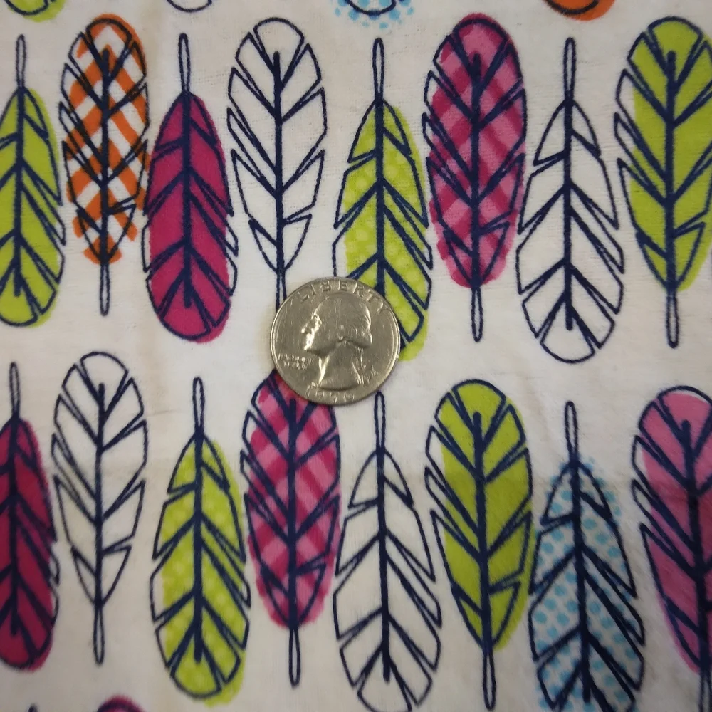 FABRIC Colorful Feather Print Fabric by Joann flannel 100% Cotton